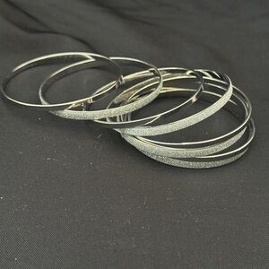 Chic Silver Bangle Bracelet Set of 6